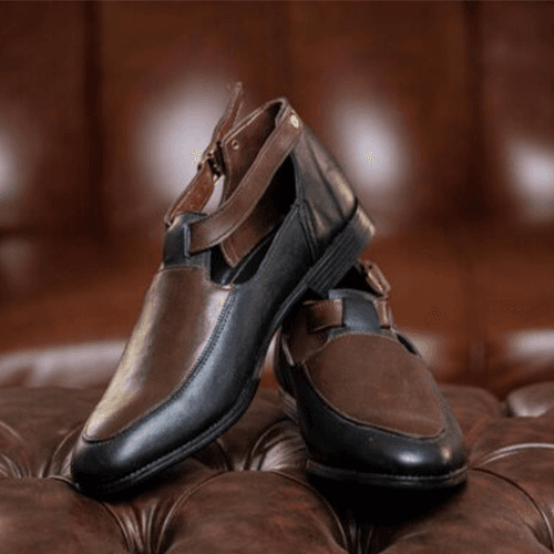 Cap Toe Double Monk Leather Shoes